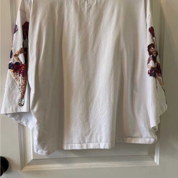 Jordan White Crop Top with Sequin Cheerleader Design - Picture 3 of 5